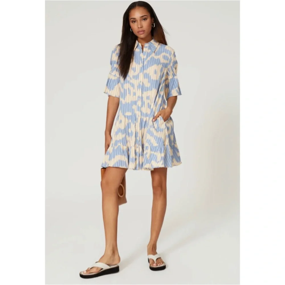 Diane Von Furstenberg Blue Printed Beata Dress Size 2 $348